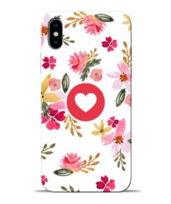 Floral Heart Apple iPhone X Mobile Cover