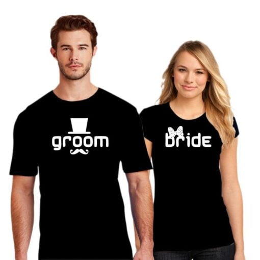 Cute Groom Bride Couple T shirt