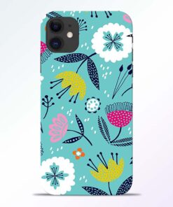 Aqua Blue Floral iPhone 11 Back Cover