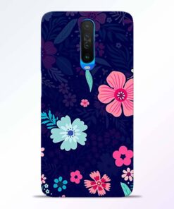 Blue Floral Poco X2 Back Cover