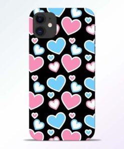 Pink Hearts iPhone 11 Back Cover