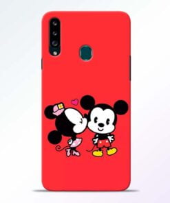 Red Cute Mouse Samsung Galaxy A20s Mobile Cover - CoversGap