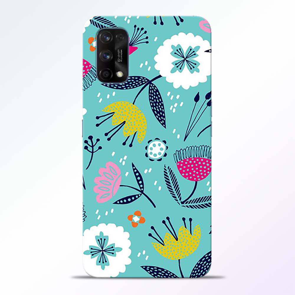 Aqua Blue Floral Realme 7 Pro Back Cover 1 Aqua Blue Floral Realme 7 Pro Back Cover
