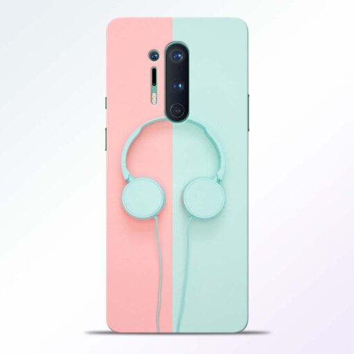 Blue Pink Headphone Oneplus 8 Pro Back Cover