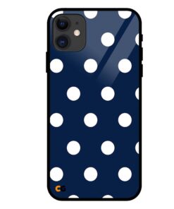 Navy Blue Polka Dot iPhone 11 Glass Case