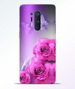 Pink Roses Butterfly Oneplus 8 Pro Back Cover