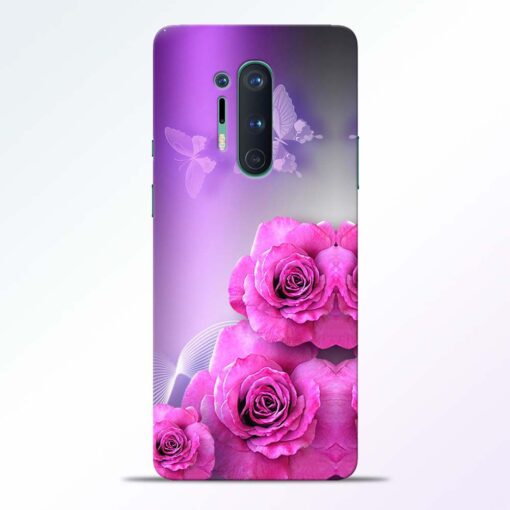 Pink Roses Butterfly Oneplus 8 Pro Back Cover