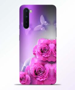 Pink Roses Butterfly Oneplus Nord Back Cover