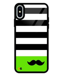 Black Mustache iPhone X Glass Case