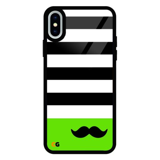 Black Mustache iPhone XS Glass Case