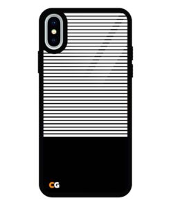 Black White Stripes iPhone XS Glass Case