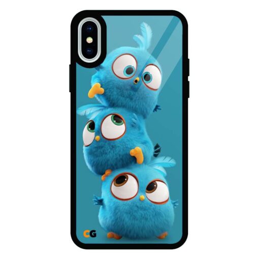 Blue Angry Bird iPhone XS Glass Back Cover