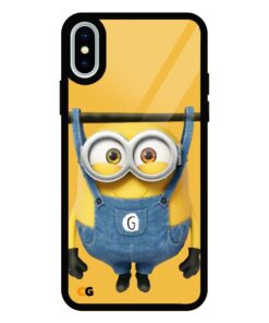 Hanging Minion iPhone XS Glass Back Cover