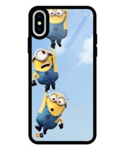 Hanging Three Minions iPhone XS Glass Back Cover