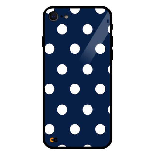 Navy Blue Polka Dot iPhone 7 Glass Case