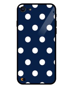 Navy Blue Polka Dot iPhone 8 Glass Case