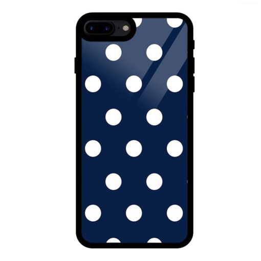 Navy Blue Polka Dot iPhone 8 Plus Glass Case
