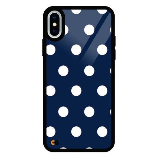 Navy Blue Polka Dot iPhone X Glass Case
